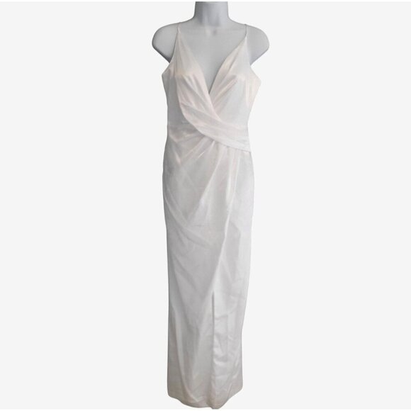 Aidan By Aidan Mattox Surplice Neckline Slit Gown- US 4 - Picture 2 of 7